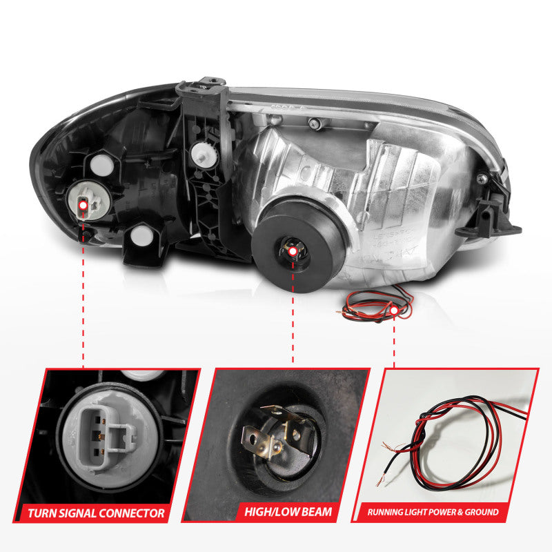 ANZO 00-04 Toyota Tundra (Fits Reg/Acc Cab Only) Crystal Headlights w/Light Bar Black w/Corner Light 111579 111579 Photo - Unmounted