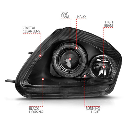 Anzo 2000-2005 Mitsubishi Eclipse Projector Headlights w/ Halo Black 121332 Photo - Unmounted