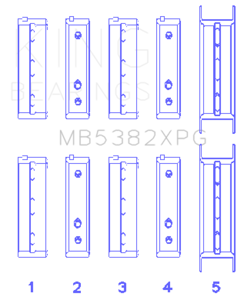 King Engine Bearings King Subaru EJ20/EJ22/EJ25 (For Thrust in #5 Position) 0.5 Oversized Tri-Metal Perf Main Bearing Set MB5382XPG0.5 MB5382XPG0.5 Photo - Primary