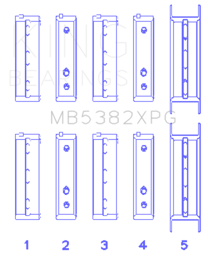 King Engine Bearings King Subaru EJ20/EJ22/EJ25 (For Thrust in #5 Position) 0.5 Oversized Tri-Metal Perf Main Bearing Set MB5382XPG0.5 MB5382XPG0.5 Photo - Primary