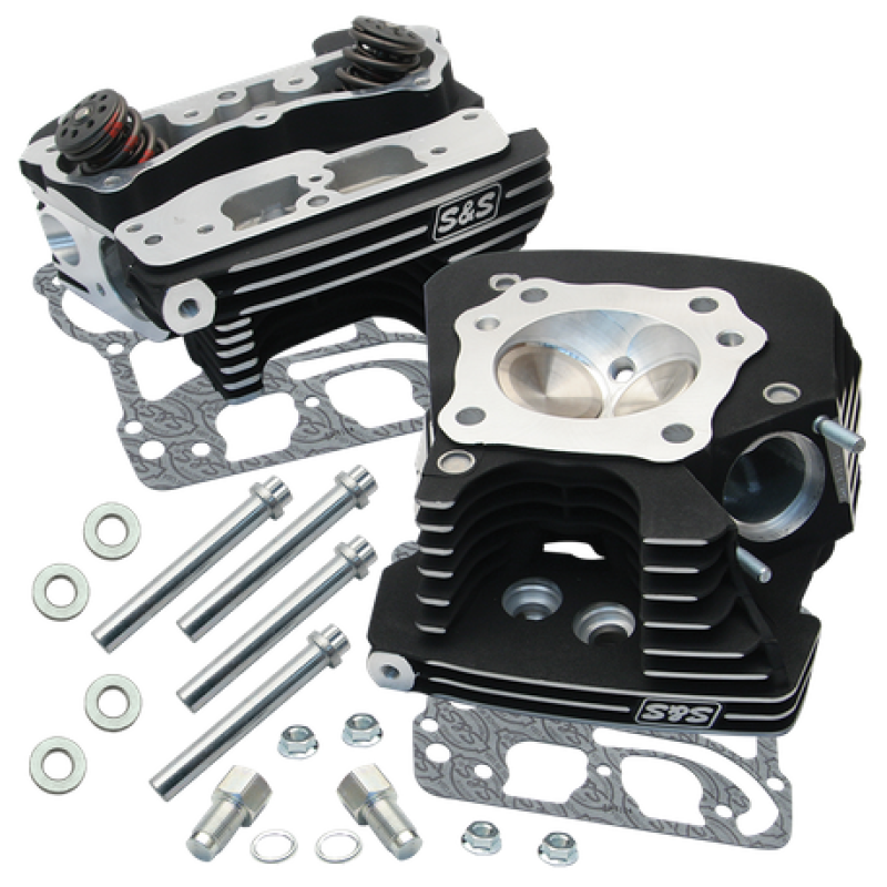 S&S Cycle 99-05 BT Super Stock 89cc Cylinder Head Kit - Black Wrinkle 90-1106