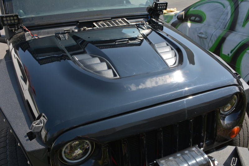 DV8 Offroad 07-18 Jeep Wrangler JK Rubicon 10th Anniversary Replica Hood HDMB07-TA HDMB07-TA Photo - Mounted