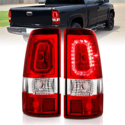 ANZO 2003-2006 Chevy Silverado 1500 LED Taillights Plank Style Chrome With Red/Clear Lens 311329 311329 Photo - Primary