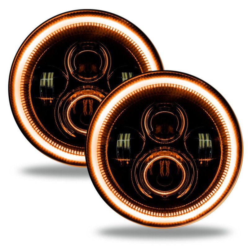 ORACLE Lighting Oracle Jeep Wrangler JL/Gladiator JT 7in. High Powered LED Headlights (Pair) - Amber 5769J-005 5769J-005 Photo - Mounted