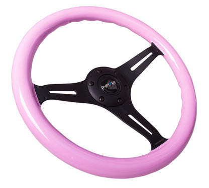 NRG ST-015 Black & Pink Painted Wood Steering Wheel ST-015BK-PK Photo - Primary