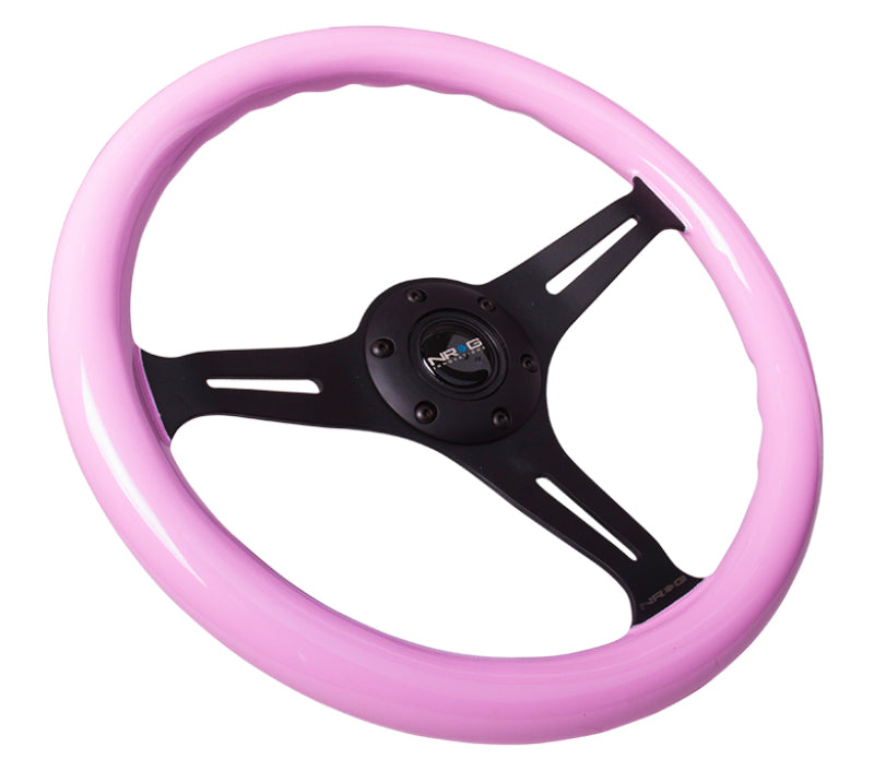 NRG ST-015 Black & Pink Painted Wood Steering Wheel ST-015BK-PK Photo - Primary