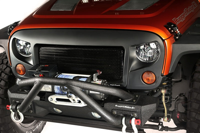 Rugged Ridge Spartan Grille,Satin Black;07-18 Jeep Wrangler JK 12034.01 Photo - Mounted