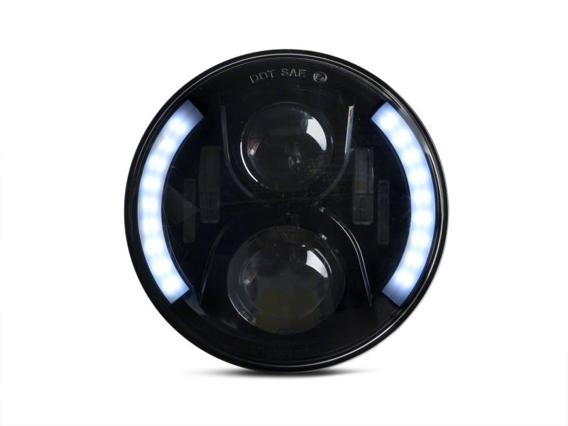 Raxiom 97-18 Jeep Wrangler TJ & JK 6-LED Headlights w/ Partial Halo- Blk Housing (Clear Lens) J135442 J135442 Photo - Close Up