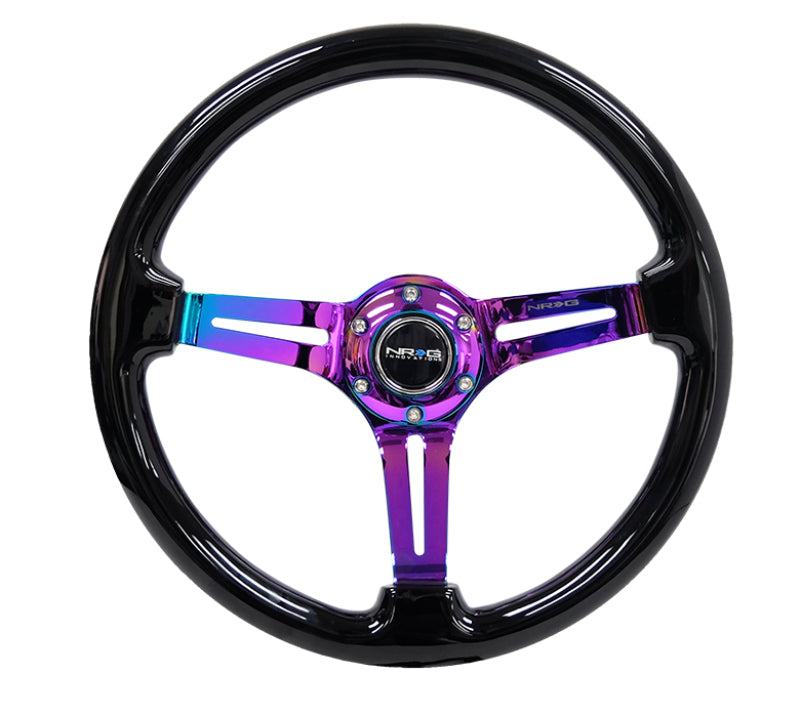NRG Reinforced Classic Wood Grain Wheel, 350mm, 3 spoke Slotted Center RST-018BK-MC Photo - Primary