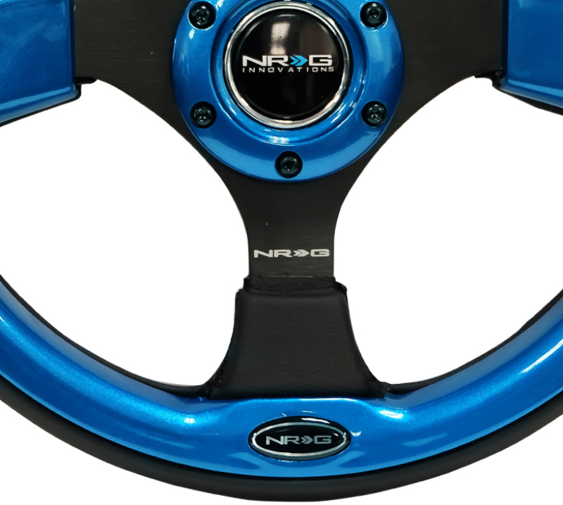 NRG Reinforced Steering Wheel- 320mm Sport Steering Wheel w/ Blue Trim RST-001BL Photo - Primary