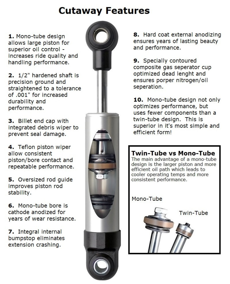 Ridetech HQ Series Shock Absorber Fixed Valve 5.25in Stroke Stud Plate/Stud Mounting 9.05in x 14.3in 22159851 22159851 User 2
