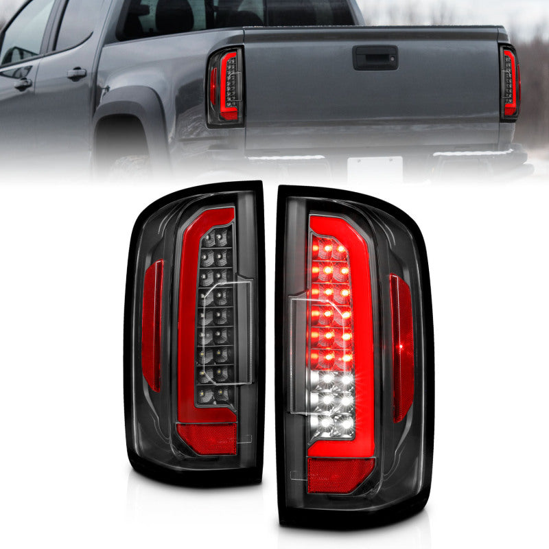 ANZO 15-21 Chevrolet Colorado Full LED Tail Lights w/ Red Lightbar Black Housing Clear Lens 311432 311432 Photo - Primary