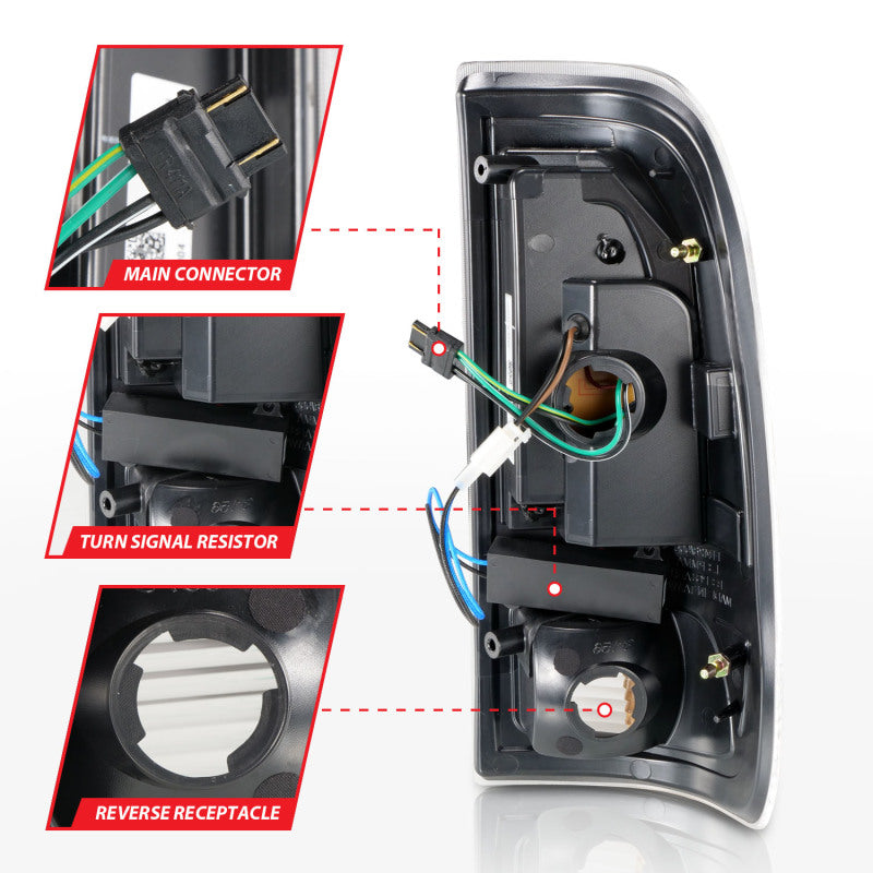 ANZO 1997-2003 Ford F-150 LED Tail Lights w/ Light Bar Black Housing Clear Lens 311377 311377 Photo - Unmounted
