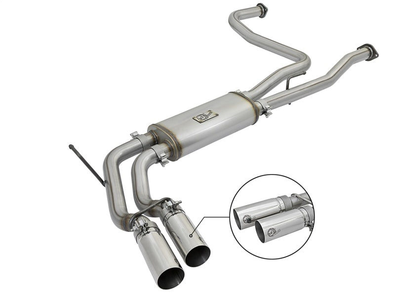 aFe Rebel Series 3in Stainless Steel Cat-Back Exhaust System w/Polished Ti 49-46124-P Photo - Primary