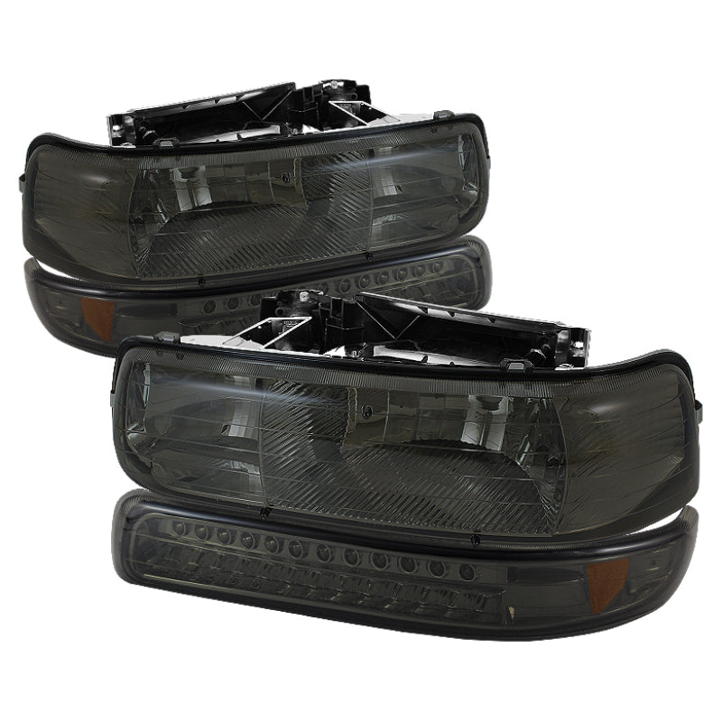 SPYDER Xtune Chevy TahOE 00-06 Headlights w/ LED Bumper Lights Amber Smoke HD-JH-CSIL99-LED-SET-SM 5069481 5069481 Photo - Primary