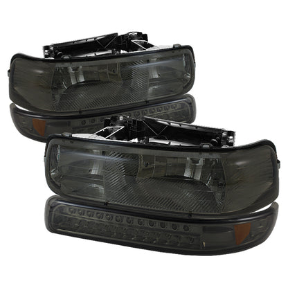 SPYDER Xtune Chevy TahOE 00-06 Headlights w/ LED Bumper Lights Amber Smoke HD-JH-CSIL99-LED-SET-SM 5069481 5069481 Photo - Primary