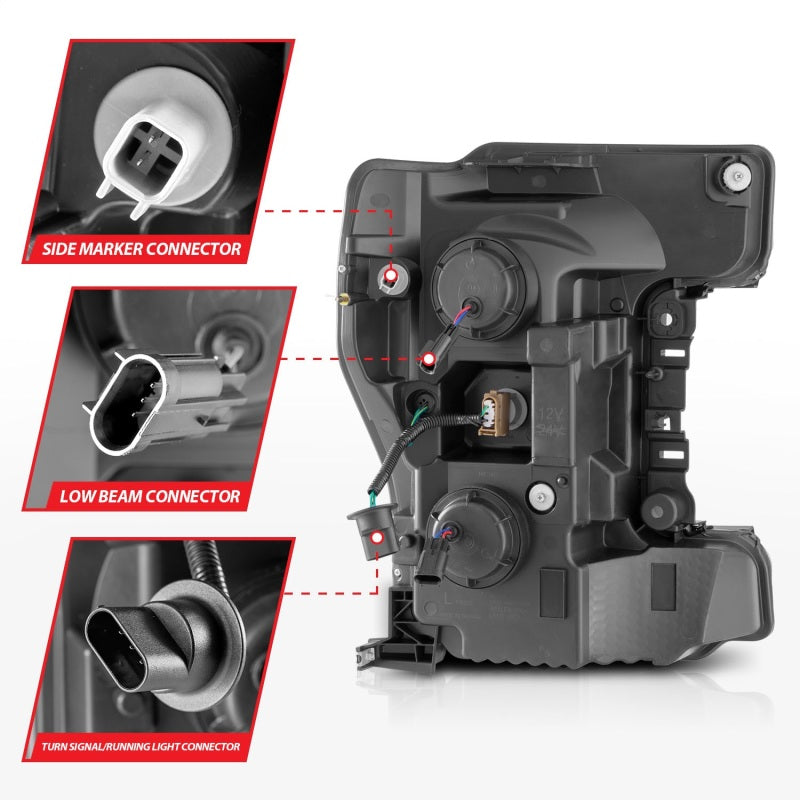 ANZO 17-19 Ford F-250/350/450 SD (w/o Factory LED HL) LED Proj Headlights w/Light Bar Switchback Chr 111578 111578 Photo - Unmounted