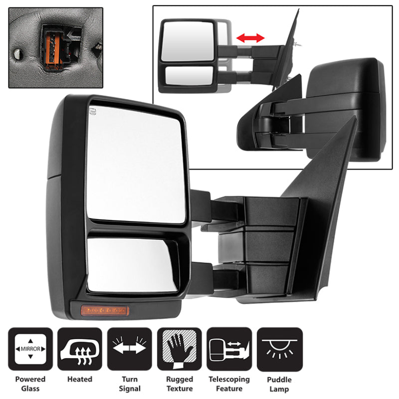 SPYDER Xtune Ford F150 07-14 Power Heated Amber LED Signal Telescoping Mirror Left MIR-FF15007S-PWH-AM-L 9935381 9935381 Photo - Primary