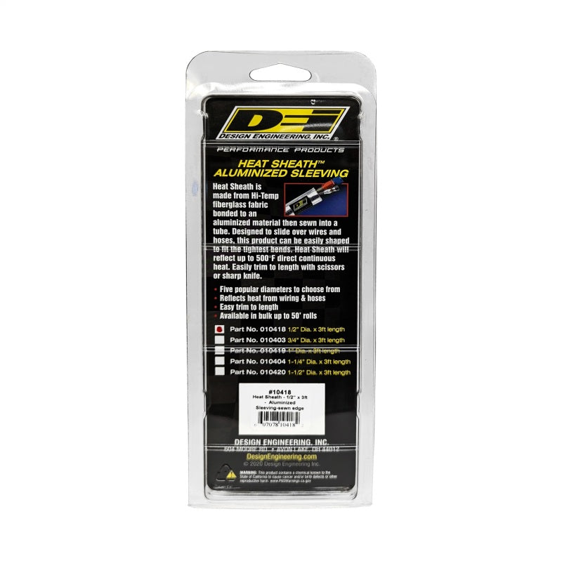 DEI Heat Sheath 1/2in I.D. x 3ft - Aluminized Sleeving- Sewn Edge 10418 10418 Photo - Unmounted