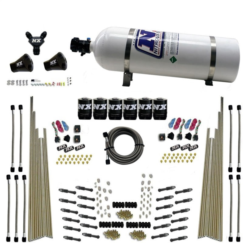 Nitrous Express 8 Cyl Dry Direct Port Three Stage 6 Solenoids Nitrous Kit (200-600HP) w/15lb Bottle 93206-15 93206-15 Photo - Primary