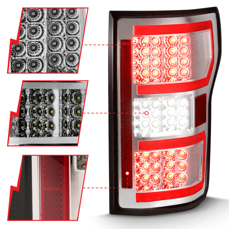 ANZO 2018-2019 Ford F-150 LED Taillight Chrome (Red Light Bar) (w/ Sequential) 311316 311316 Photo - Unmounted