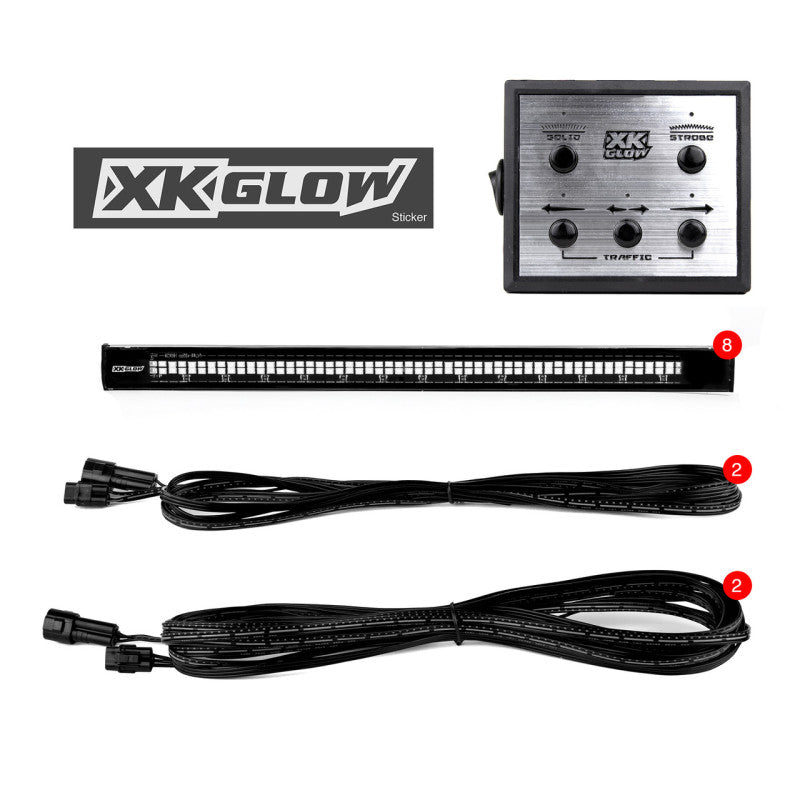 XKGLOW XK Glow Tube Strobe Lights w/ Traffic Modes Ultra LEDs + Solid On - Blue and Red 8pc 12in XK052002-8BR