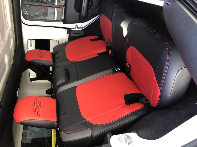 PRP Seats PRP 2018+ Jeep Wrangler JLU/4 door Rear Bench Cover with Cloth Interior - Black/Red B043-05 B043-05 Photo - Close Up