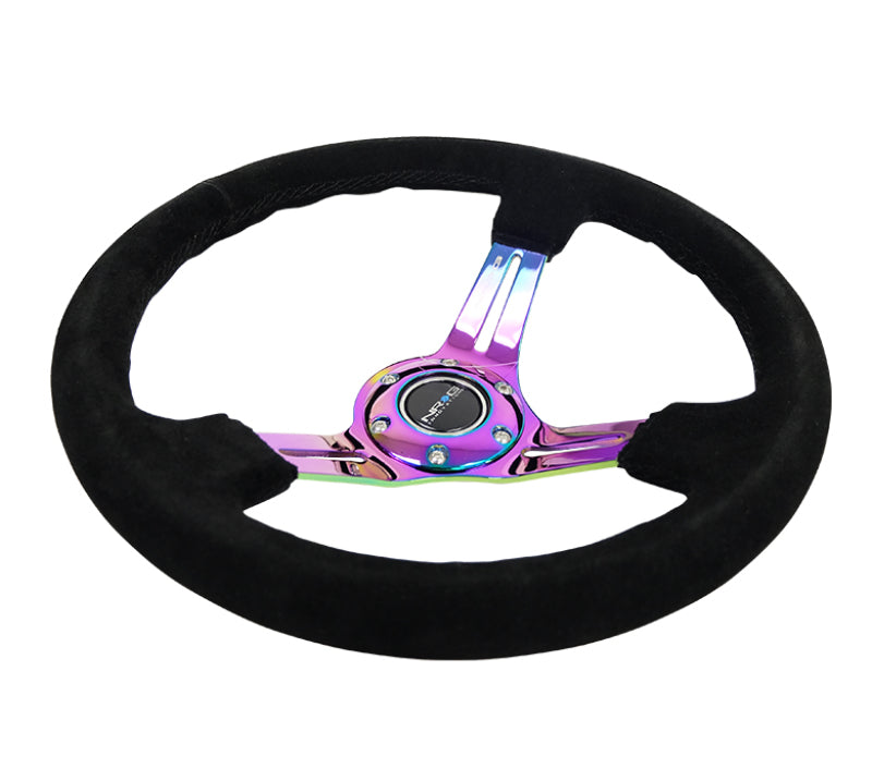 NRG 350mm Suede Steering Wheel Neochrome Spoke with Black Stitching RST-018S-MCBS Photo - Primary