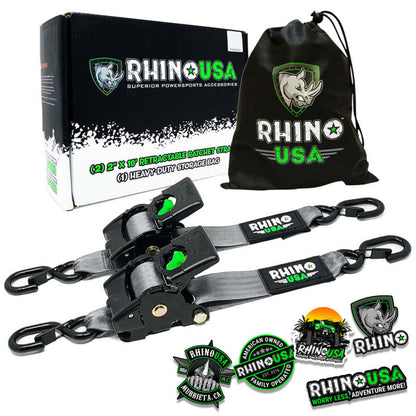 Rhino USA Retractable Ratchet Straps (2Pk 2Inx10Ft) Gray TD-RSRE2X10-GRY TD-RSRE2X10-GRY Photo - Primary