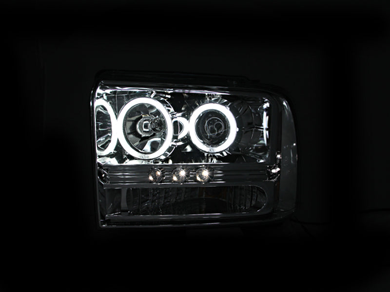 Anzo 2005-2007 Ford Excursion Projector Headlights w/ Halo Chrome w/ LED St 111118 Photo - Mounted