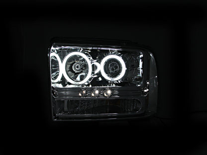 Anzo 2005-2007 Ford Excursion Projector Headlights w/ Halo Chrome w/ LED St 111118 Photo - Mounted