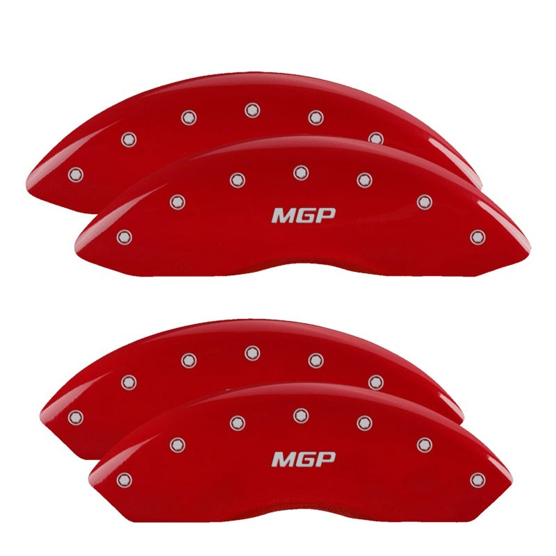 MGP 4 Caliper Covers Engraved Front & Rear MGP Red Finish Silver Char 2014 Chevrolet Express 2500 14243SMGPRD 14243SMGPRD Photo - Primary