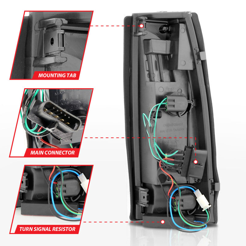 ANZO 1999-2000 Cadillac Escalade LED Taillights Black Housing Clear Lens Pair 311344 311344 User 4