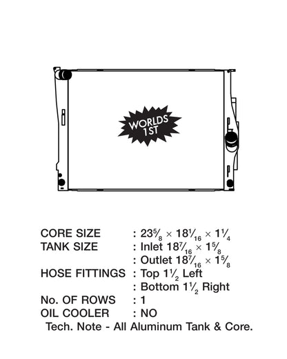 CSF 2006 BMW 325 / 07-09 BMW 328 / 06-10 BMW 330 / 09-10 BMW Z4 Radiator 7001 7001 Technical Drawing