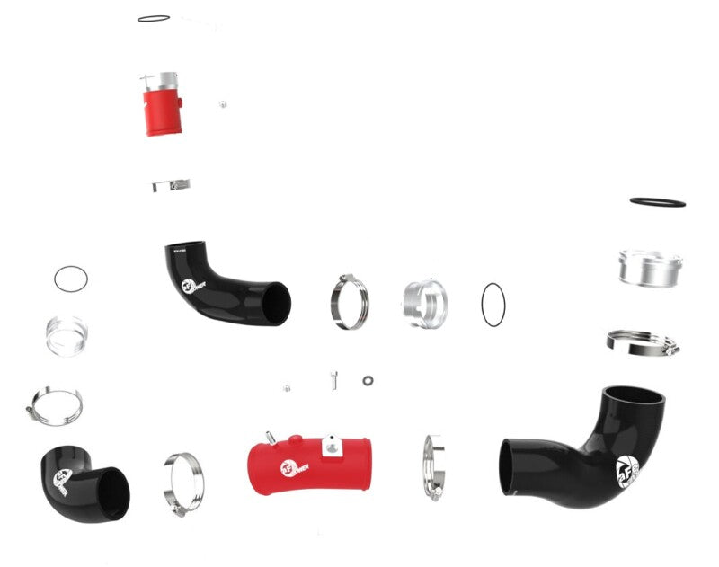 aFe BladeRunner 22-23 Kia Stinger L4-2.5L (t) Aluminum Hot and Cold Charge Pipe Kit - Red 46-20694-R 46-20694-R Photo - Unmounted