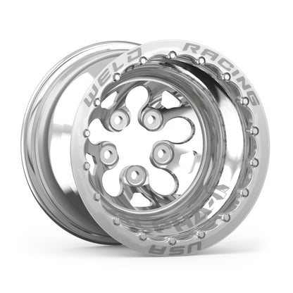 Weld Alpha-1 15x13 / 5x4.5 BP / 3in. BS Polished Wheel - Polished Double Beadlock MT 83P-513206MP 83P-513206MP Photo - Primary