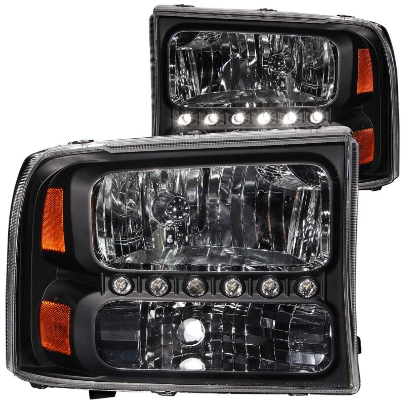 Anzo 2000-2004 Ford Excursion Crystal Headlights Black w/ LED 1pc 111106 Photo - Primary