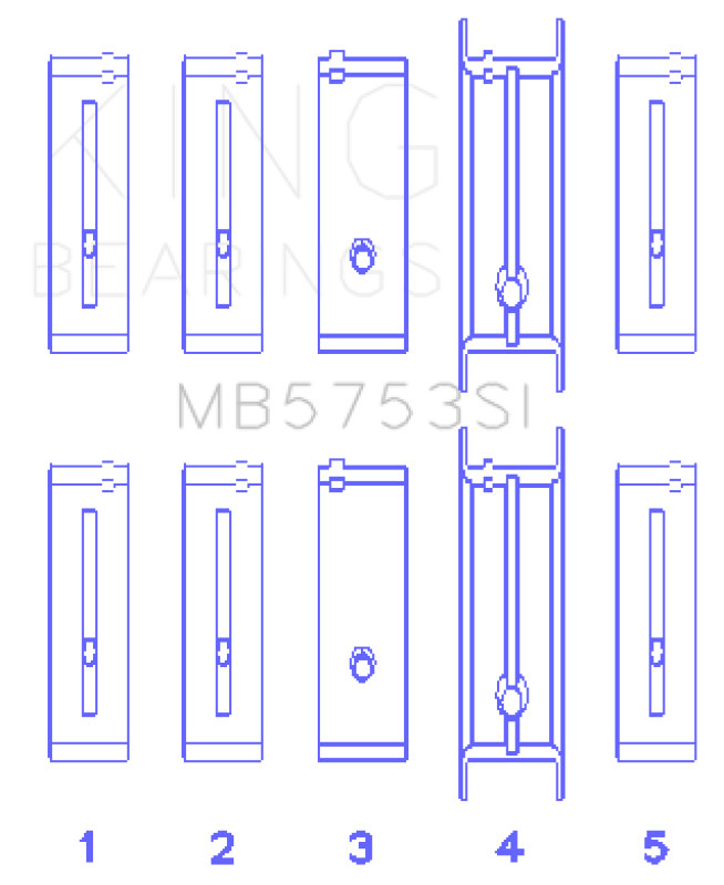 King Engine Bearings ChevrolET/Isuzu Ohv Ln2 Fl O/S 010 (Size +0.75mm) Main Bearing Set MB5753SI0.75 MB5753SI0.75 Photo - Primary