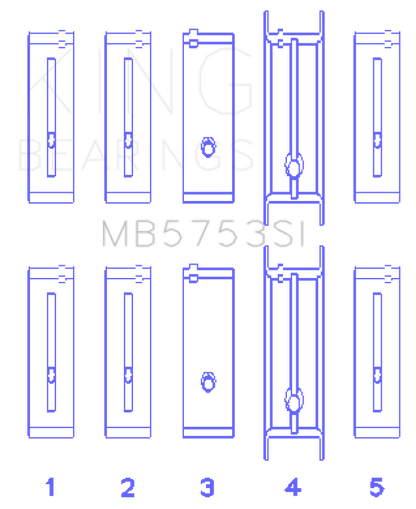 King Engine Bearings ChevrolET/Isuzu Ohv Ln2 Fl O/S 010 (Size +0.50mm) Main Bearing Set MB5753SI0.5 MB5753SI0.5 Photo - Primary