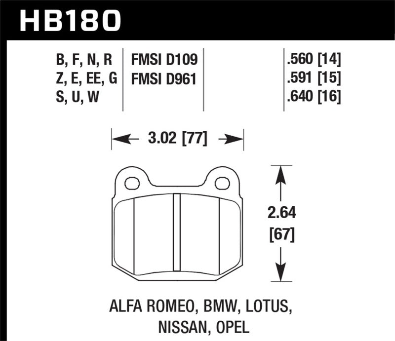 Hawk Performance Hawk 04-09 Infiniti G35 3.5L Base Brembo Brakes OE Incl.Shims Rear ER-1 Brake Pads HB180D.560 HB180D.560 Photo - Primary