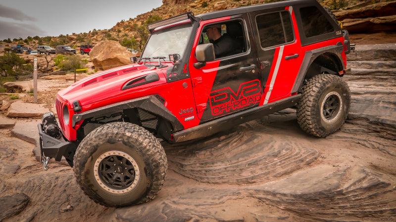 DV8 Offroad 18+ Jeep JL Heat Dispersion Hood - Primer Black HDMBJL-01 HDMBJL-01 Photo - Mounted