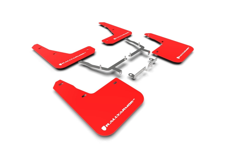 Rally Armor 19-22 Ford Focus ST MK4 (Hatch) Red UR Mud Flap w/ White Logo MF77-UR-RD/WH MF77-UR-RD/WH Photo - Primary