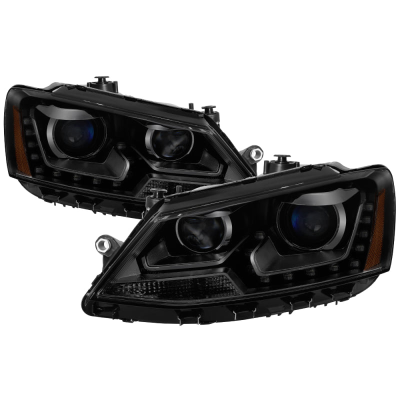 SPYDER xTune Volkswagen Jetta 11-14 DRL Projector Headlights - Black Smoked PRO-JH-VJ11-DRL-BSM 9036682 9036682 Photo - Primary