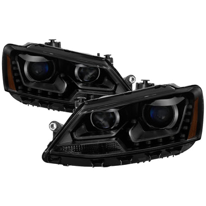 SPYDER xTune Volkswagen Jetta 11-14 DRL Projector Headlights - Black Smoked PRO-JH-VJ11-DRL-BSM 9036682 9036682 Photo - Primary