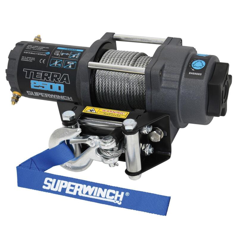 Superwinch 2500 LBS 12V DC 3/16in x 40ft Steel Rope Terra 2500 Winch - Gray Wrinkle 1125260 1125260 Photo - out of package