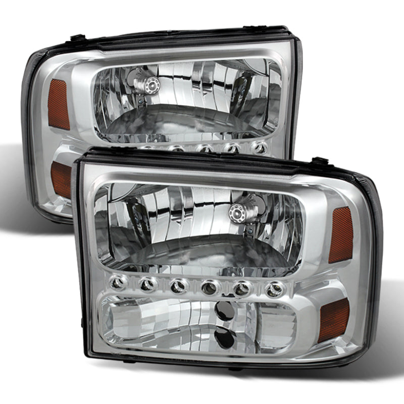 SPYDER Xtune Ford F250 F350 Super Duty 99-04 1Pc Headlights w/ LED Chrome HD-JH-FF25099-LED-C 9026171 9026171 Photo - Primary