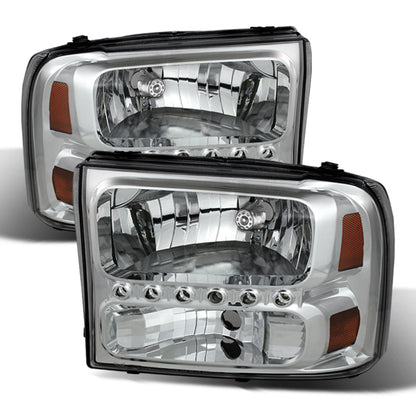 SPYDER Xtune Ford F250 F350 Super Duty 99-04 1Pc Headlights w/ LED Chrome HD-JH-FF25099-LED-C 9026171 9026171 Photo - Primary