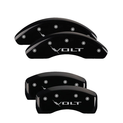 MGP Caliper Covers (set of 4), Engraved Front & Rear Volt Black finish 14220SVLTBK Photo - Primary
