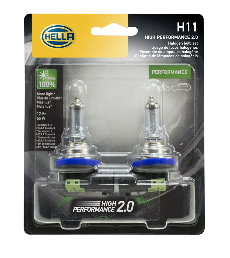 Hella Light Bulb, Bulb H11 12V 55W PGJ19-2 HP2.0 (2) H11 2.0TB Photo - in package