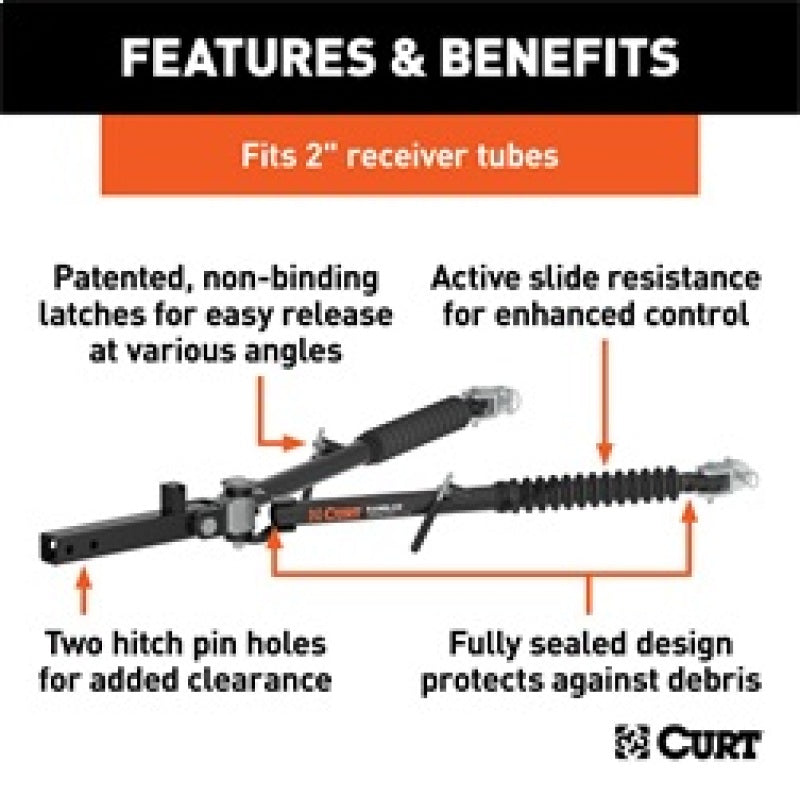 RockJock Curt Rambler Steel RV Tow Bar 7500lbs 2in Shank RJ-70001 RJ-70001 Features and Benefits